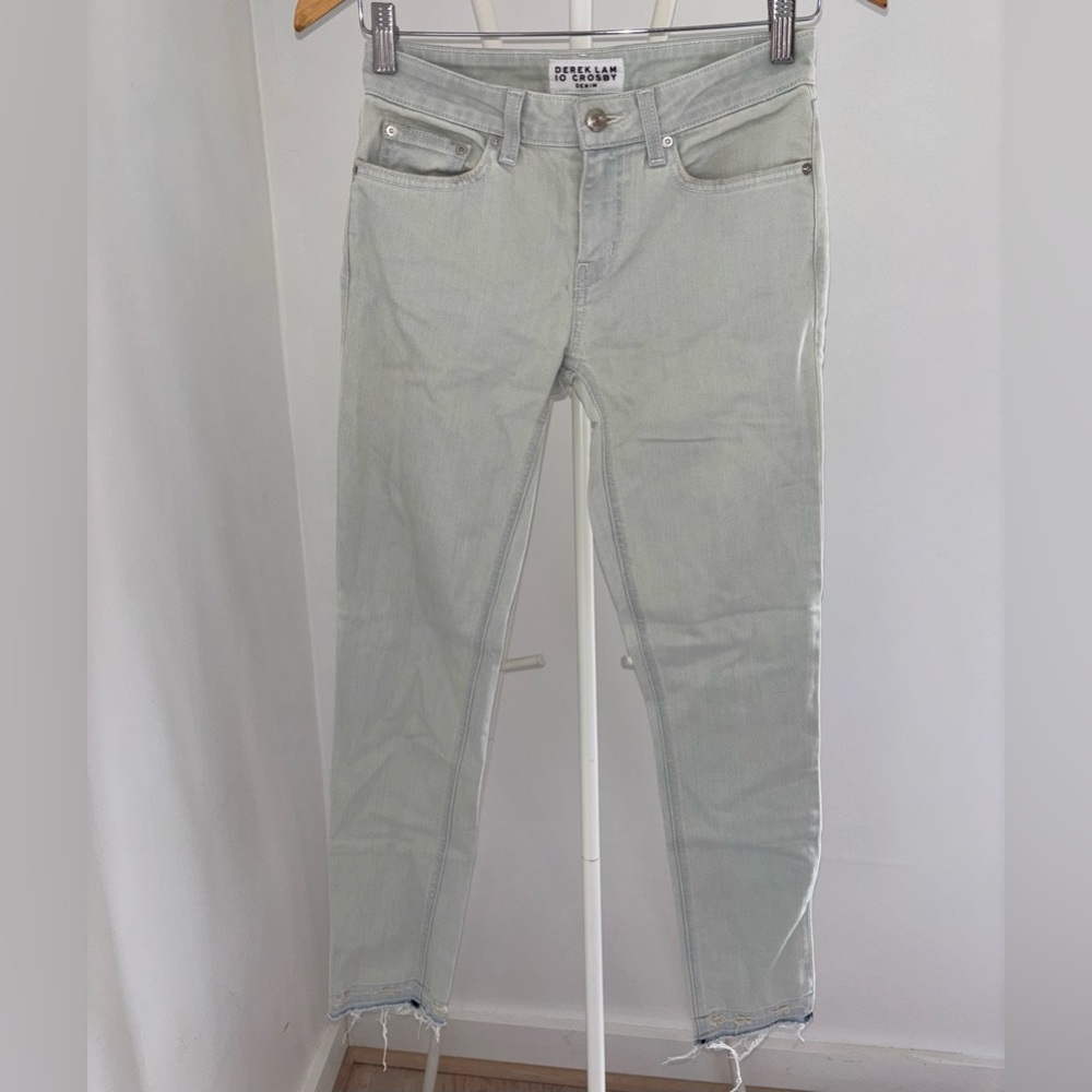 DEREK LAM 10 CROSBY Jeans Devi Mid Rise Authentic Skinny White Denim Size 24